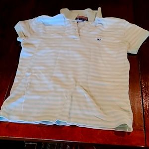 Vineyard vines striped green and white polo small